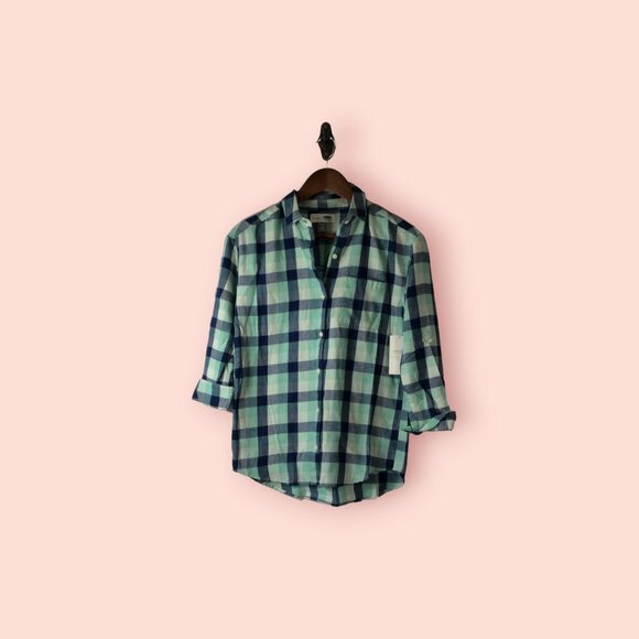 Old Navy Other - Old Navy Girls Boyfriend Fannel Shirt Blouse Top Plaid Blue/Green Size XL